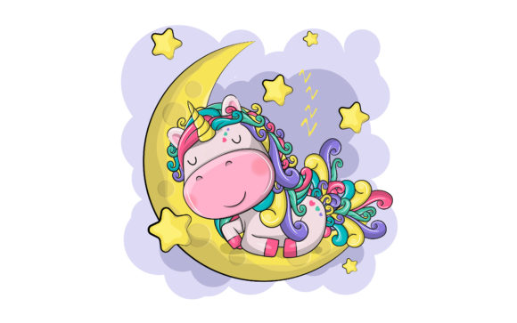 Download Cute Magical Unicorn with Moon and Stars - Unicorn Collection
