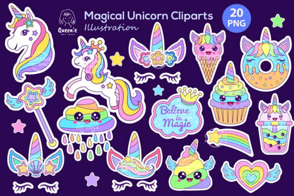 Download Magical Unicorn Sticker Cliparts - Premium Bundle