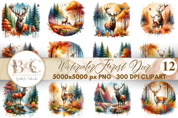 Download Watercolor Autumn Forest Deer Clipart - Forest deer clipart Collection
