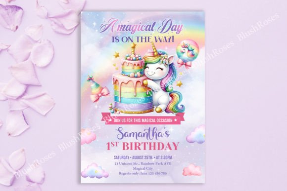 Download Magical Rainbow Unicorn Birthday Invite - Unicorn Collection