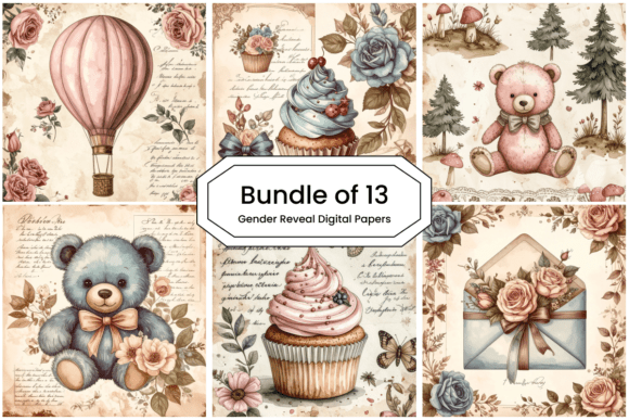 Download Whimsical Gender Reveal Party Paper Set - Gender reveal Collection